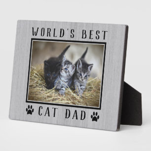 Plaque Photo Meilleur Papa Chat du Monde Empreintes de Patte Ph