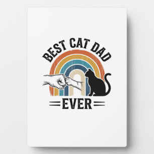 Plaque Photo Meilleur papa chat jamais Design vintage amateur d
