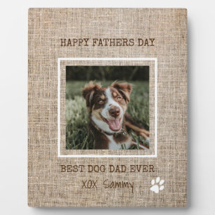 Plaque Photo Meilleur Papa Chien Ever Burlap Photo Fête des Pèr