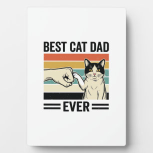Plaque Photo Meilleur Papa de Chat Retro Chat Poing Bump Maillo