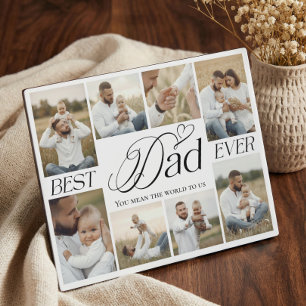 Plaque Photo Meilleur Papa du Monde Collage de photos personnal