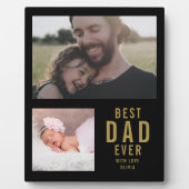 Plaque Photo Meilleur Papa Ever 2 Photo Collage Noir Et Or (Devant)