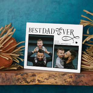Plaque Photo Meilleur Papa Ever 2 Photos Cœur Cadeaux Fête des