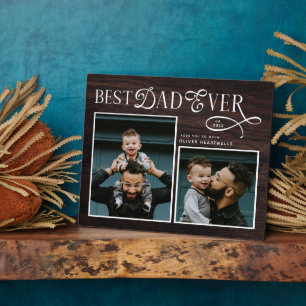 Plaque Photo Meilleur Papa Ever 2 Photos Fête des Pères Bois Ru
