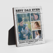 Plaque Photo Meilleur papa Ever 4 Photo Famille Collage Gris Bo (Recto)