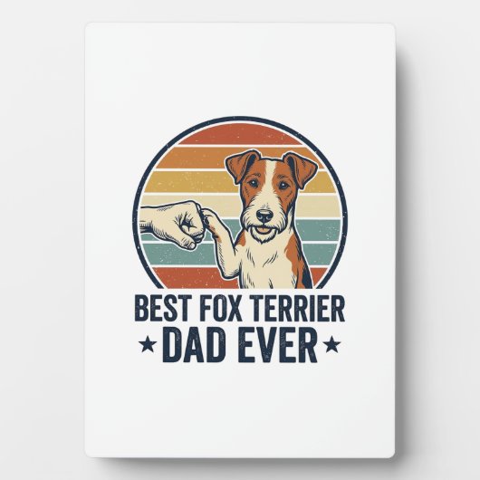 Plaque Photo Meilleur Papa Fox Terrier Vintage T-Shirt pour Amo (Devant)