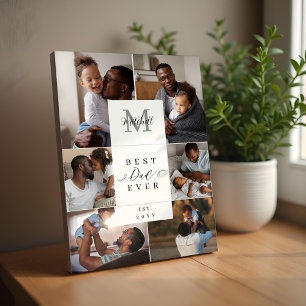 Plaque Photo Meilleur papa jamais Fête des pères 6 Monogramme p