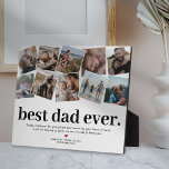 Plaque Photo Meilleur papa Jamais Fête des pères Photo Collage<br><div class="desc">Plaque de fête des pères moderne avec un collage photo de 12 photos de famille que vous pouvez remplacer par votre propre,  le dicton "meilleur père jamais.",  une note de remerciement personnalisée,  un coeur rouge mignon,  et vos noms d'enfants.</div>