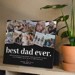 Plaque Photo Meilleur papa Jamais Fête des pères Photo Collage<br><div class="desc">Plaque de fête des pères moderne avec un collage photo de 12 photos de famille que vous pouvez remplacer par votre propre,  le dicton "meilleur père jamais.",  une note de remerciement personnalisée,  un coeur rouge mignon,  et vos noms d'enfants.</div>