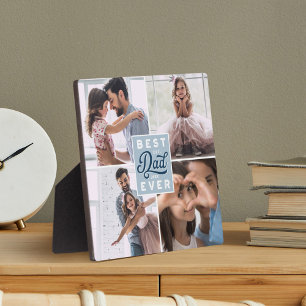 Plaque Photo Meilleur Papa Jamais Personnalisé Quatre Photo Fam