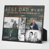 Plaque Photo Meilleur papa jamais rustique 6 photo Collage de p (Côté)