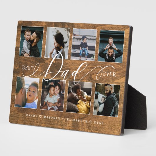 Plaque Photo Meilleur papa Jamais Rustique Woodgrain Photo Coll (Côté)