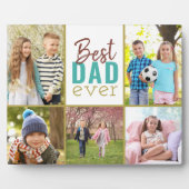 Plaque Photo Meilleur papa jamais Turquoise 5 photo Collage (Devant)