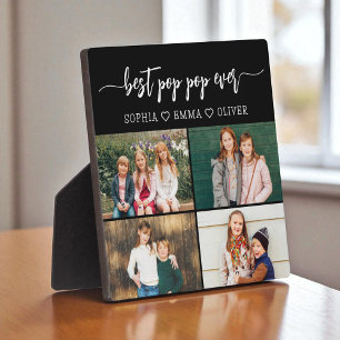 Plaque Photo Meilleur Papy Pop Pop Petits-enfants Collage de ph