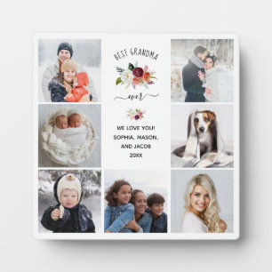 Plaque Photo Meilleure Grandma Jamais Burgundy Boho Floral Gril