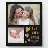 Plaque Photo Meilleure Maman Ever 2 Photo Collage Noir Et Or (Devant)