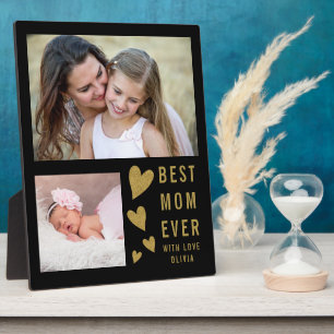 Plaque Photo Meilleure Maman Ever 2 Photo Collage Noir Et Or