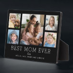 Plaque Photo Meilleure maman Ever Enfants 5-Photo Collage perso<br><div class="desc">Un design simple et propre permet à vos photos de famille de briller sur cette plaque Best Mom Ever. Une grande photographie au centre avec deux plus petites photos de chaque côté vous permet d'insérer vos propres photos facilement. Best Mom Ever est écrit ci-dessous dans une police moderne. Deux lignes...</div>