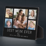Plaque Photo Meilleure maman Ever Enfants 5-Photo Collage perso<br><div class="desc">Un design simple et propre permet à vos photos de famille de briller sur cette plaque Best Mum Ever. Une grande photographie au centre avec deux plus petites photos de chaque côté vous permet d'insérer vos propres photos facilement. Best Mum Ever est écrit ci-dessous dans une police moderne. Deux lignes...</div>