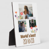 Plaque Photo Meilleure maman Fleurs Mère du monde`s Day 3 Photo (Côté)