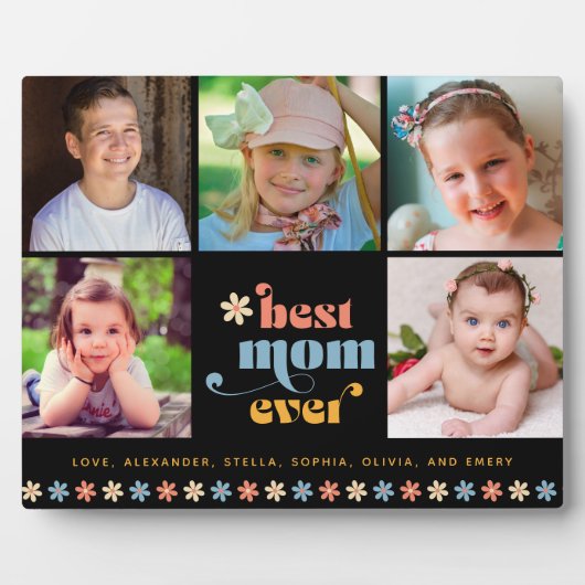 Plaque Photo Meilleure Maman Jamais Boho Retro 5 Photos (Devant)