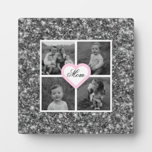 Plaque Photo Meilleure maman jamais élégant argent scintillant 