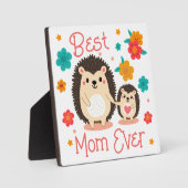Plaque Photo Meilleure Maman Jamais Mère Et Bébé Hérisson (Recto)