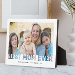 Plaque Photo Meilleure maman Jamais Mère's Day Cadeau Photo<br><div class="desc">Plaque photo moderne de jour de la mère avec une photo précieuse de la mère et des enfants,  le dicton "meilleure mère jamais",  et les noms des enfants.</div>