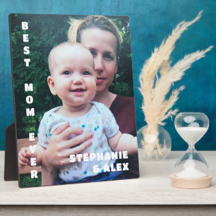 Plaque Photo Meilleure maman photo noms souvenir typographie 