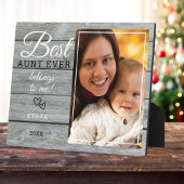Plaque Photo Meilleure Tante Ever Cadeau Photo Rustic Grey Wood