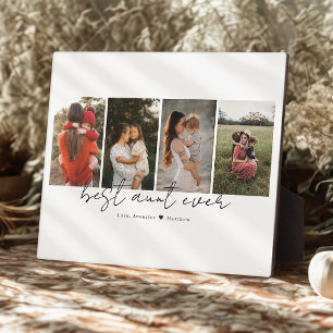 Plaque Photo Meilleure tante Ever Script moderne 4 Photos Colla