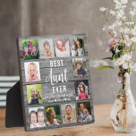 Plaque Photo Meilleure tante Jamais Rustique Grey Wood 12 Photo<br><div class="desc">Créez votre propre plaque de collage photo avec 12 de vos photos préférées sur un arrière - plan de texture en bois. Personnalisez avec des photos de famille. Fait un cadeau de conservation précieux pour la tante préférée pour l'anniversaire,  les vacances et la fête des pères.</div>