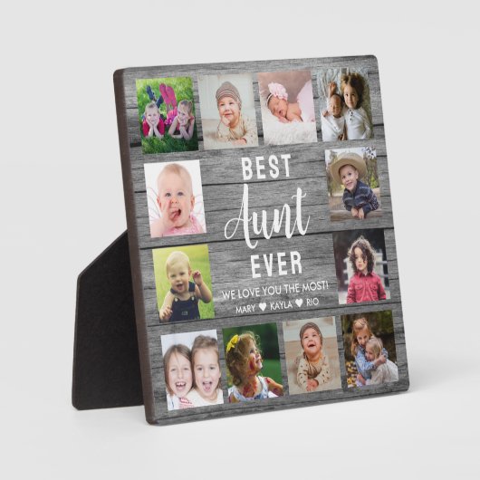 Plaque Photo Meilleure tante Jamais Rustique Grey Wood 12 Photo (Recto)