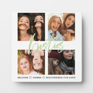 Plaque Photo Meilleurs amis Carré 4 Photos collage vertes besti