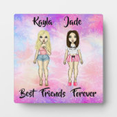 Plaque Photo Meilleurs amis Forever Blonde et Brunette Custom (Devant)