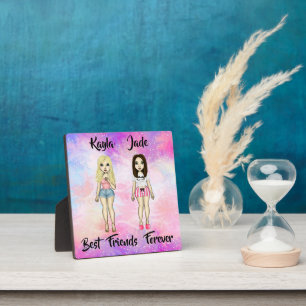 Plaque Photo Meilleurs amis Forever Blonde et Brunette Custom