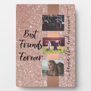 Plaque Photo Meilleurs amis Monogramme Photo Rose Gold