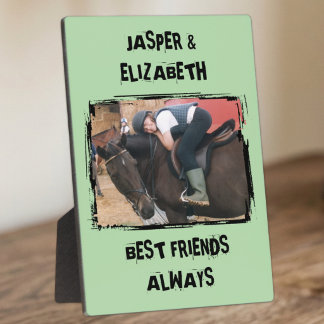 Plaque Photo Meilleurs amis toujours cheval photo vert et noir