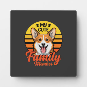 Plaque Photo Membre de la famille Corgi mignon amateur de chien