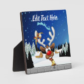 Plaque Photo Mème de Noël drôle de renne qui regarde par-dessus (Recto)