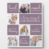 Plaque Photo Mémento de collage photo en souvenir affectueux (Devant)