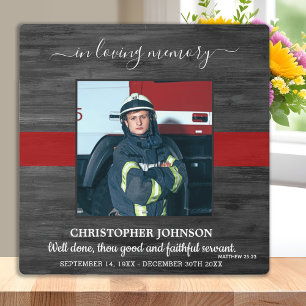 Plaque Photo Mémoire d'amour Mince Red Line Firefighter Memoria