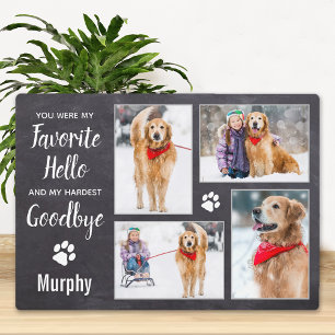 Plaque Photo Mémoire de compagnie rustique pour chien avec coll