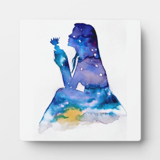 Plaque Photo Mémoire de la fille avec fleur bleue (Devant)