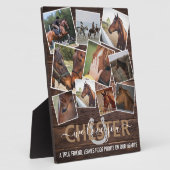 Plaque Photo Mémoire équestre en bois rustique 10 photos (Côté)