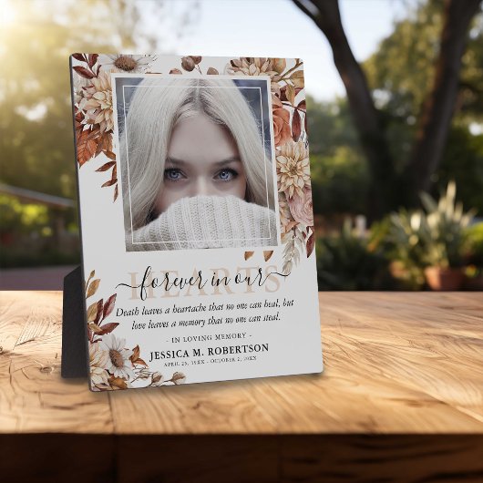 Plaque Photo Mémoire florale botanique d'automne avec photo