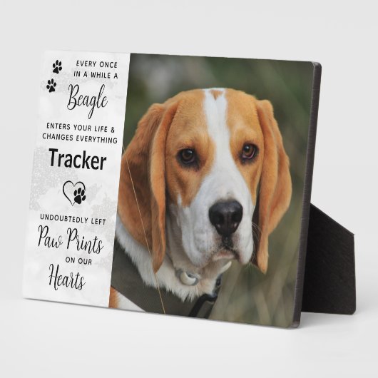 Plaque Photo Mémoire personnalisé de Beagle en photo (Côté)