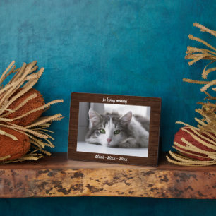 Plaque Photo Mémoire photo commémorative de chat en bois rustiq