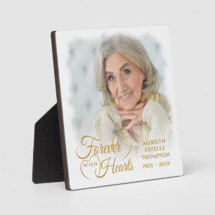 Plaque Photo Mémorial À JAMAIS DANS NOS CŒURS 2 Photos Or