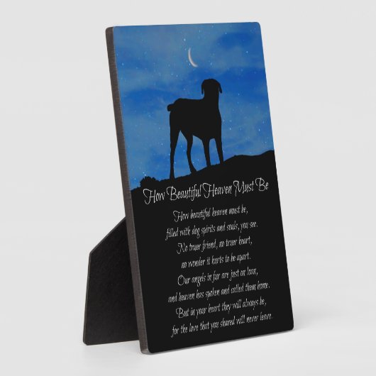 Plaque Photo Mémorial aux chiens Comment le paradis doit être m (Côté)